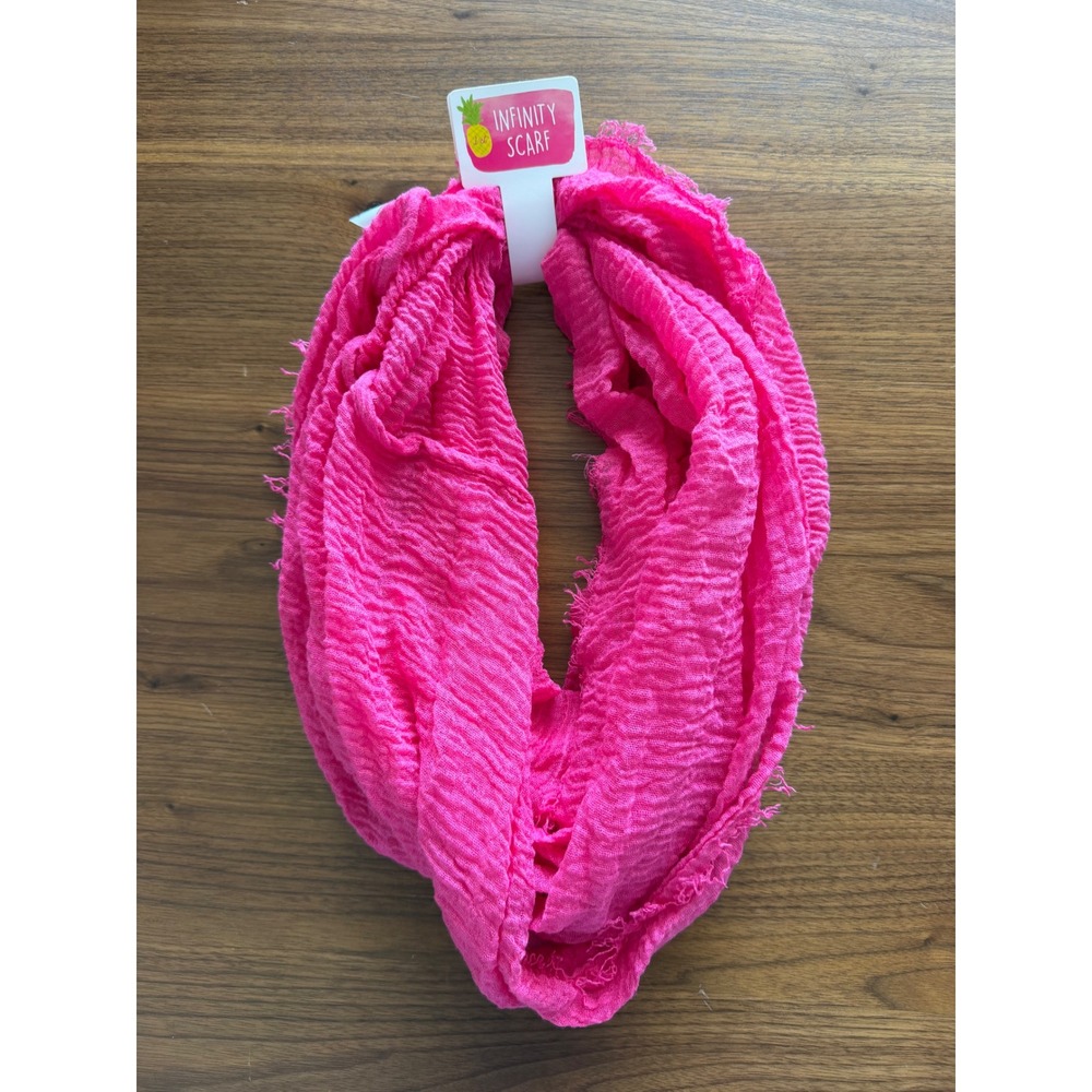 IQ Accessories Hot Pink Infinity Scarf Crinkle Gauze Textured Loop Scarf NWT
